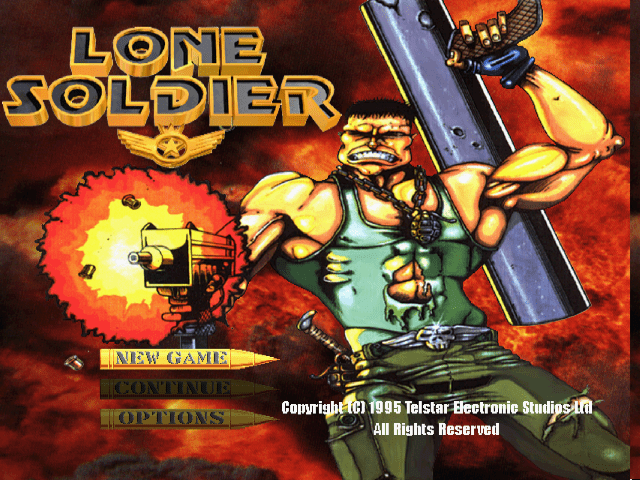 Lone Soldier title screen for Playstation